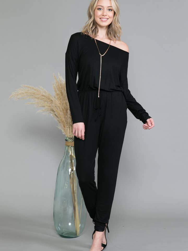 Solid Jersey Jumpsuit with Pockets for wholesale by Allium