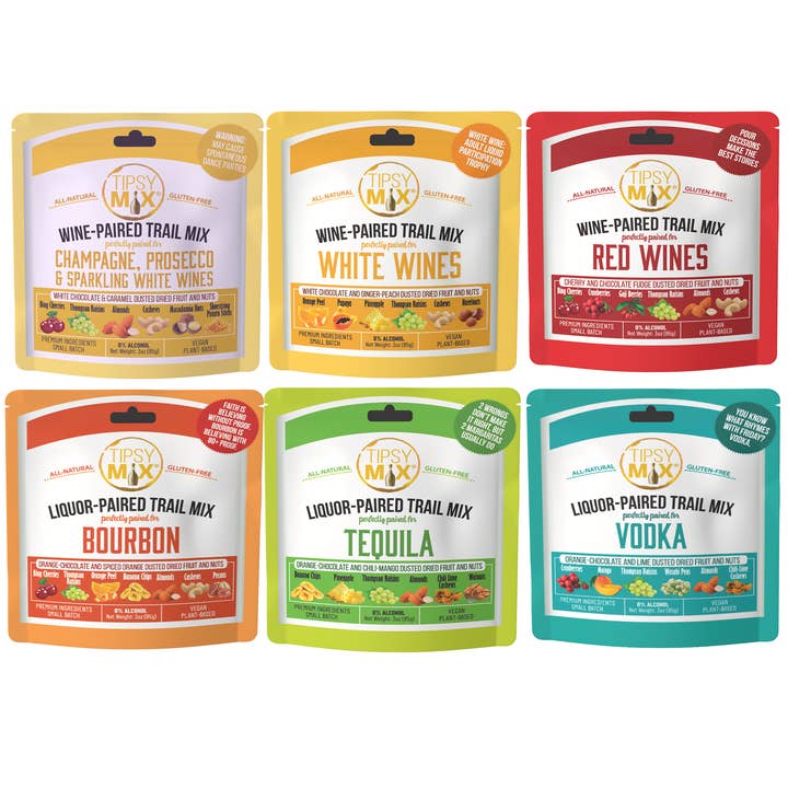 Tipsy Mix - Wholesale Trail Mix - 12. Wine & Liquor Paired Trail Mix MIXED CASE OF 6
