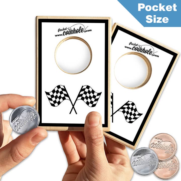Racing Flag POCKET Coinhole® for wholesale by Coinhole