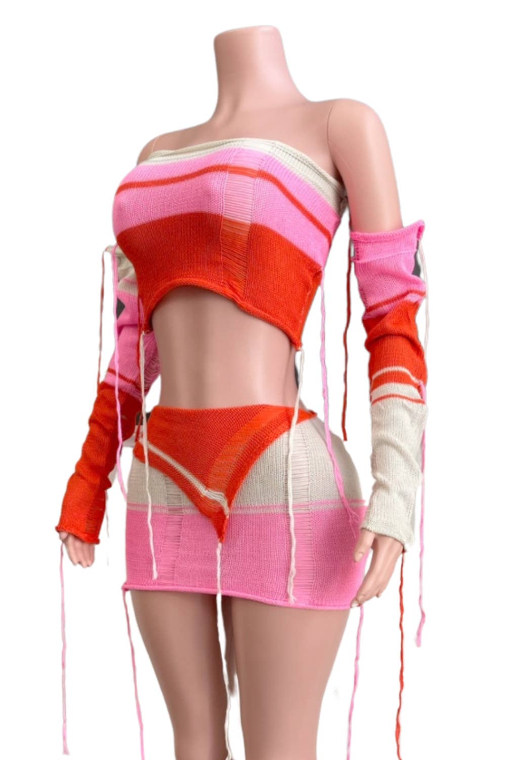 NEWGENS – wholesale Activewear set – Women′s – NC2017A Colorblock Distressed Knit Two-Piece Set1