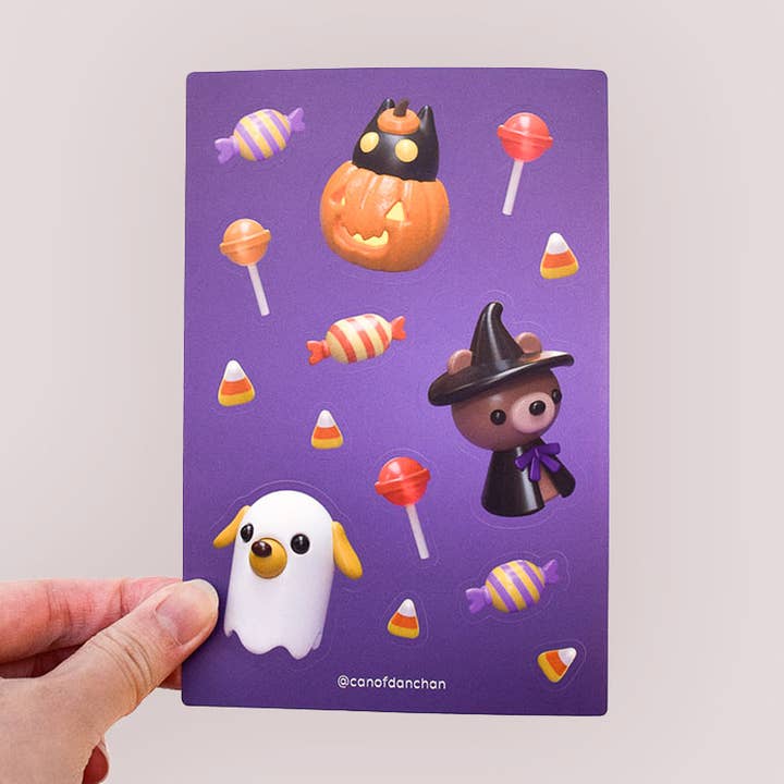 Feuille d'autocollants en vinyle de costumes d'animaux d'Halloween pour la vente par Canofdanchan Shop