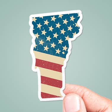 Vermont American Flag Sticker Vinyl Decal for wholesale by CJ's Sticker Shop