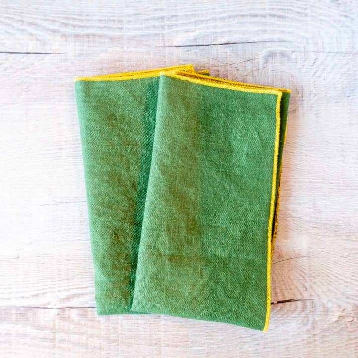 100% Linen Green Cloth Napkins - Set of 2 for wholesale by West Coast Handmade