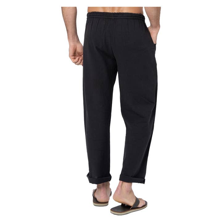 La Mano Boho - Wholesale Pants - Men's - MEN'S SUMMER BLACK LINEN PANTS HPL0100A