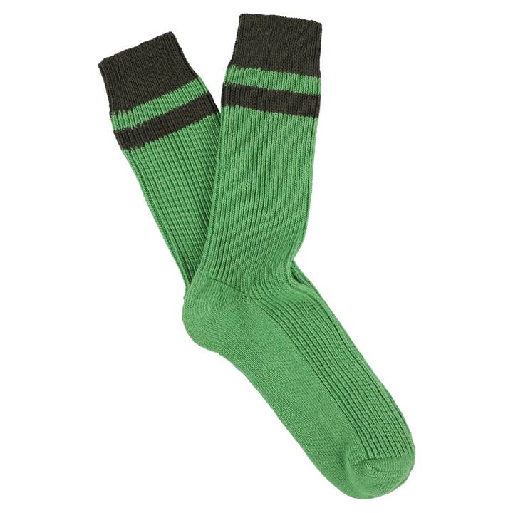 Cashmere Stripes Socks - Golf Green / Military for wholesale by ESCUYER