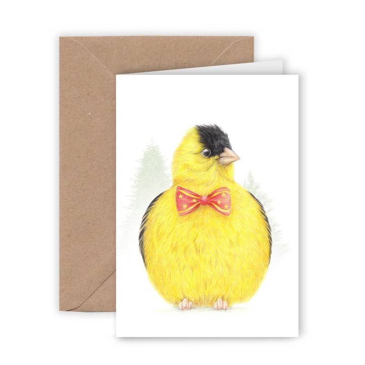 Goldfinch Christmas Card, Animal Greeting Card, Birds for wholesale by Beast of Paradise