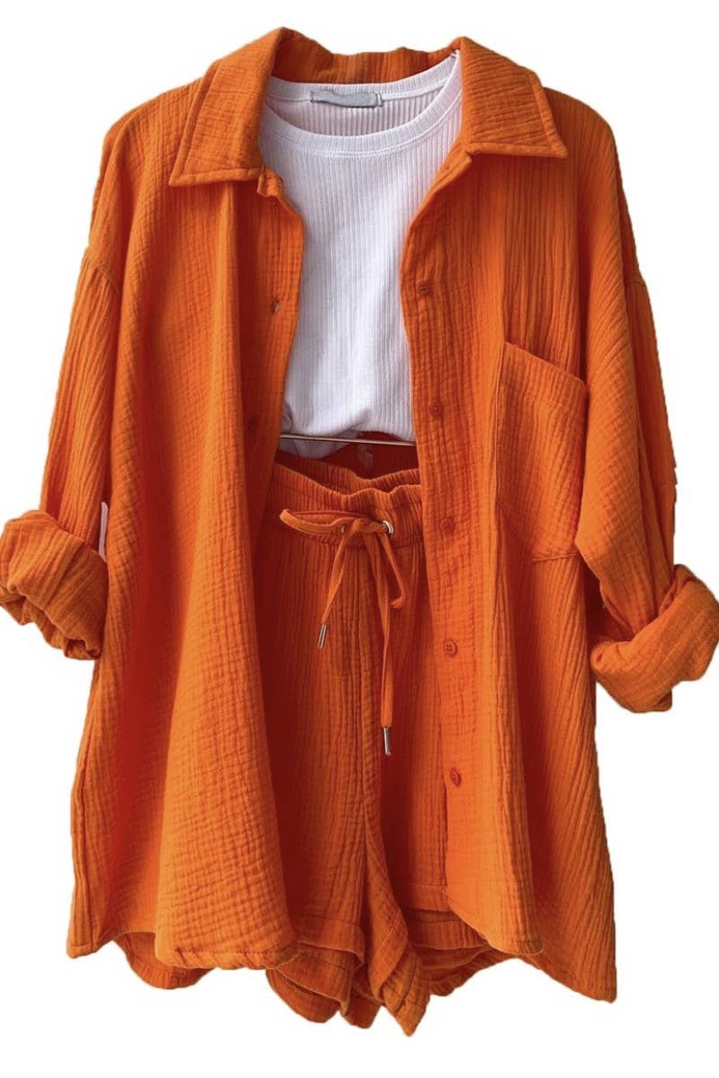 Miss Sparkling - Wholesale Top & Short Set (NOT Loungewear) - Women's -  Two-Piece Shorts Set - Button Down Top12