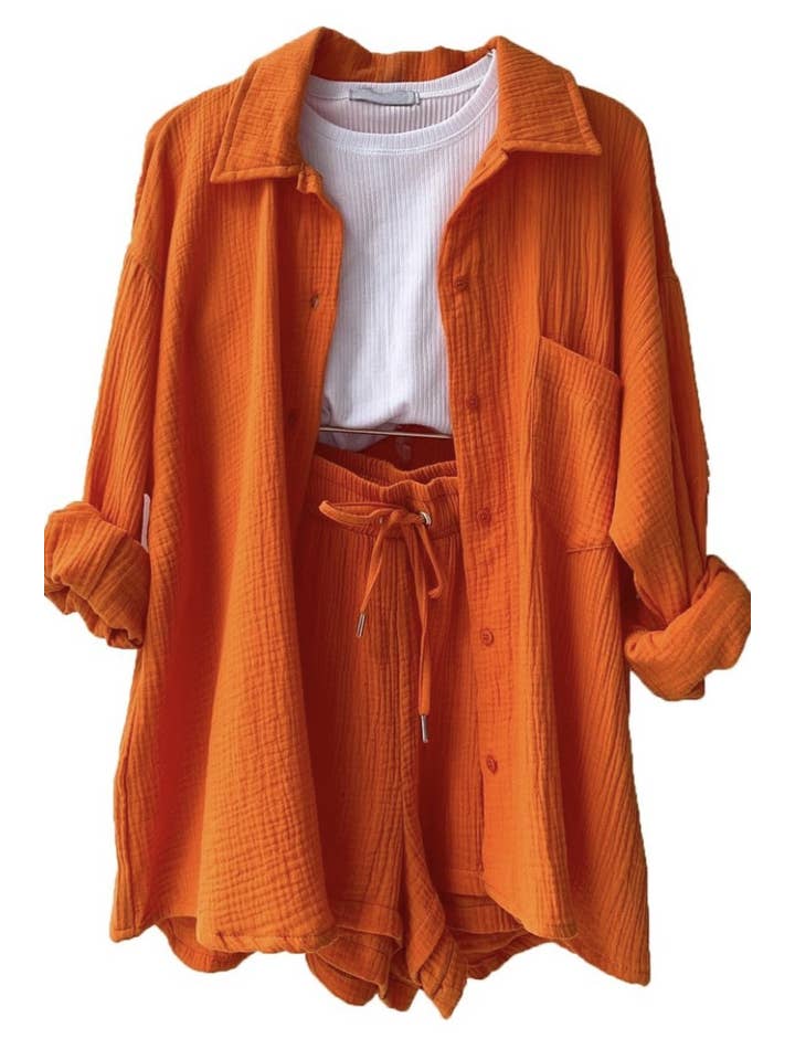 Miss Sparkling - Wholesale Top & Short Set (NOT Loungewear) - Women's -  Two-Piece Shorts Set - Button Down Top13