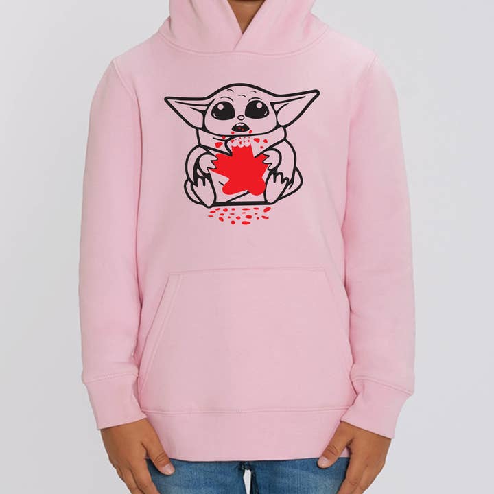 Baby Yoda Eating Meeple Kids Hoodie for wholesale by Meeplings | Handmade in Berlin