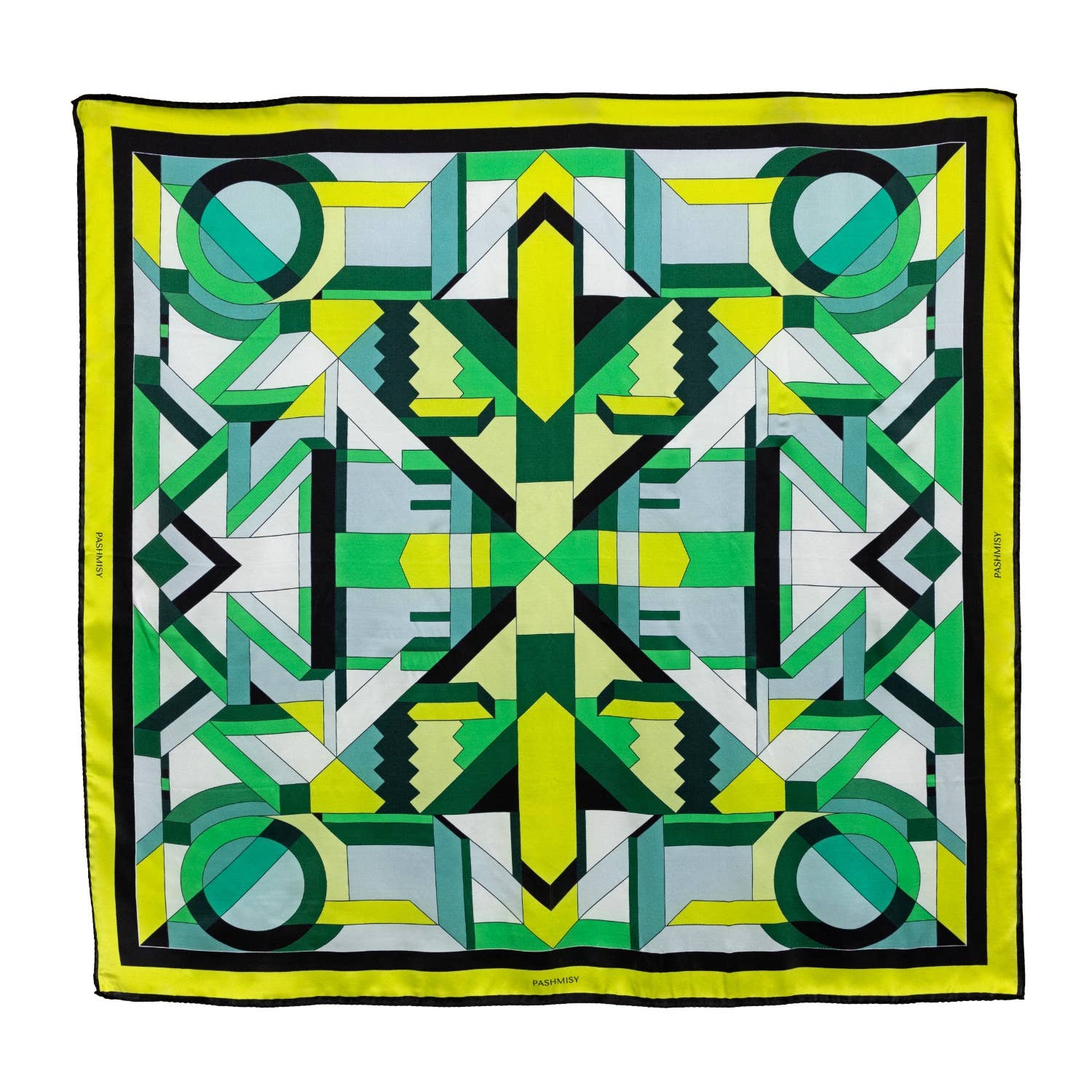 Pashmisy - Wholesale Scarf - Women's - Kelly Green Contour Square Silk Scarf2
