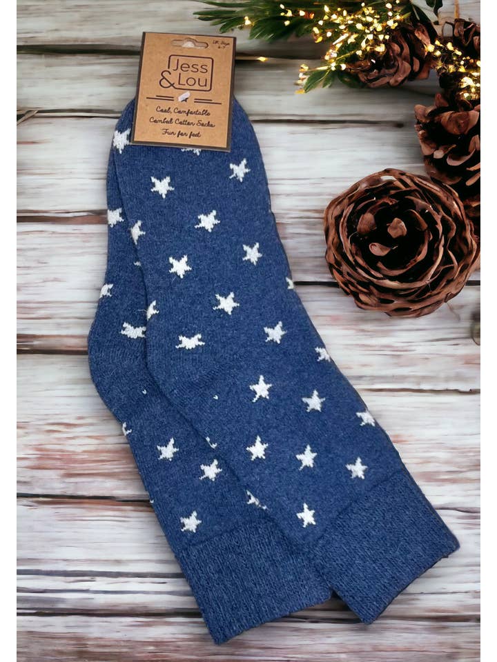 Jess & Lou - Venta al por mayor Calcetines - Mujer - Calcetines de Estrellas Elegantes Acanalados
