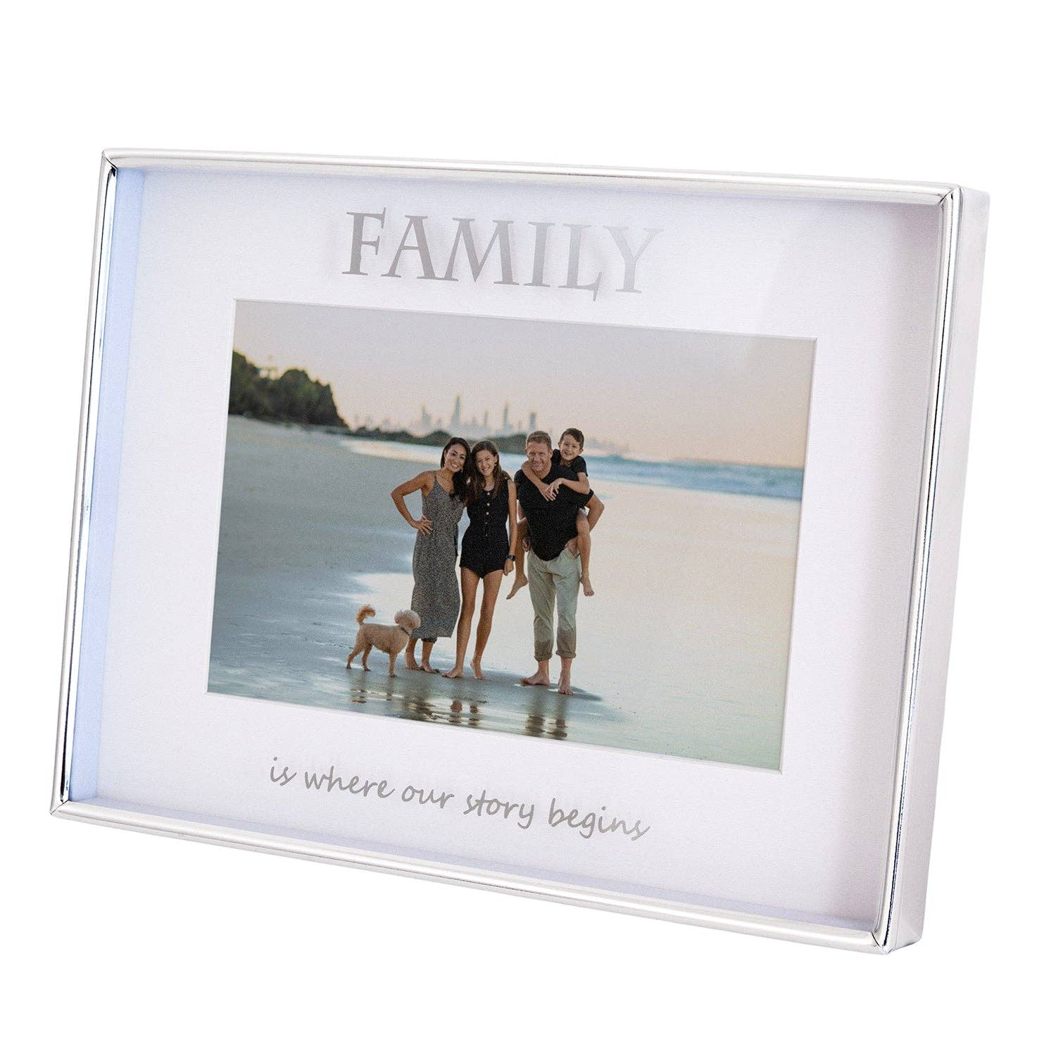 Happy Homewares – wholesale Picture frame – Contemporary Silver Plated Metal Family 4x6 Picture Frame for Wall or Table2