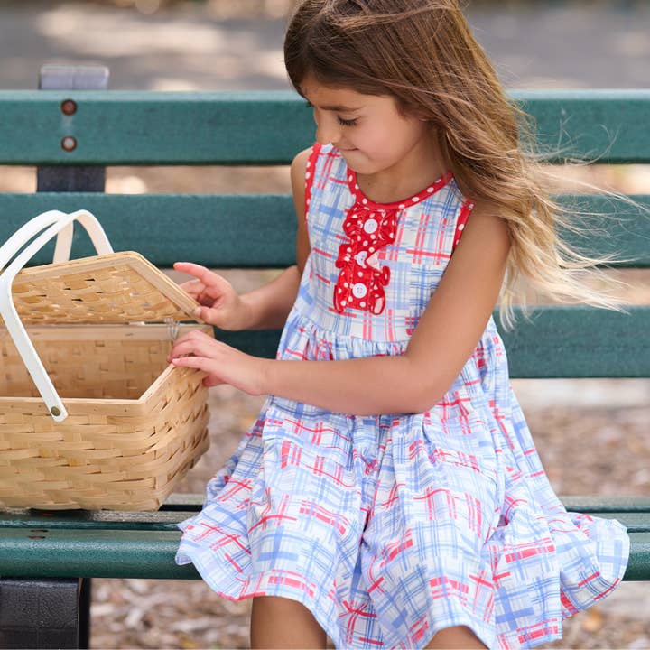 Sugar Bee Clothing - Wholesale Dress - Kids - Anna Ruffle Tank Twirl Dress - Cape Cod Madras2