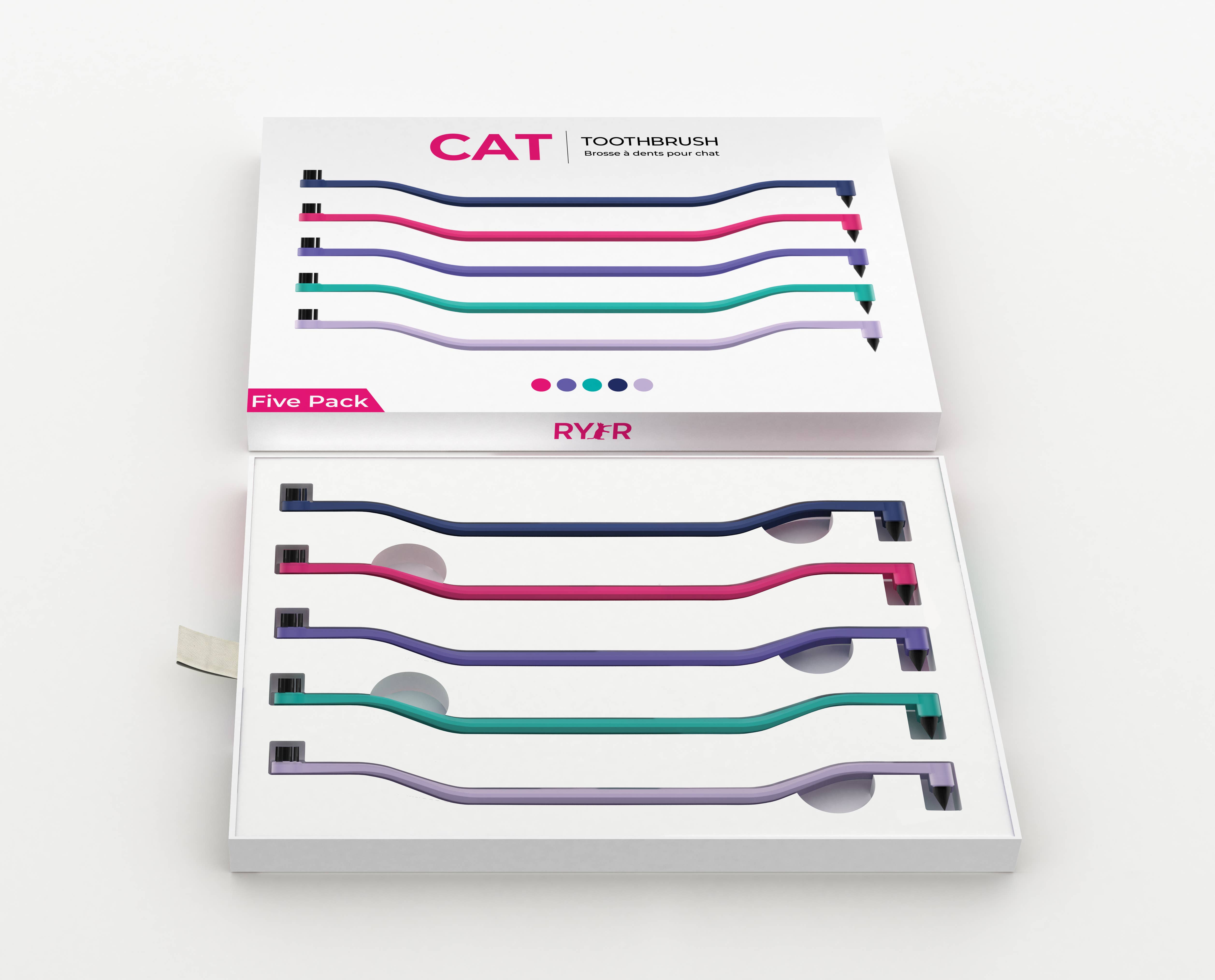 RYERCAT - Wholesale Pet Brush - Cat/Dog - Set of 5 Cat Toothbrush Micro Head & Dual Sided1