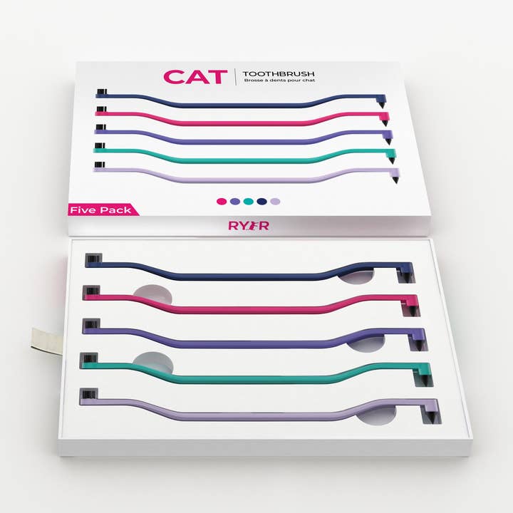 RYERCAT - Wholesale Pet Brush - Cat/Dog - Set of 5 Cat Toothbrush Micro Head & Dual Sided1