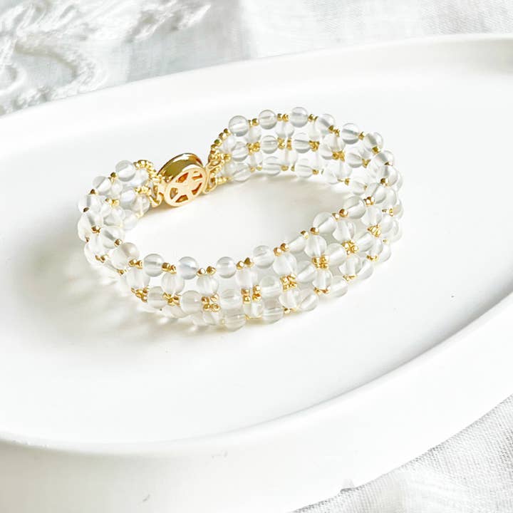 Rainbow månsten pärlstav vävda manschetten armband för wholesale av Ninaouity