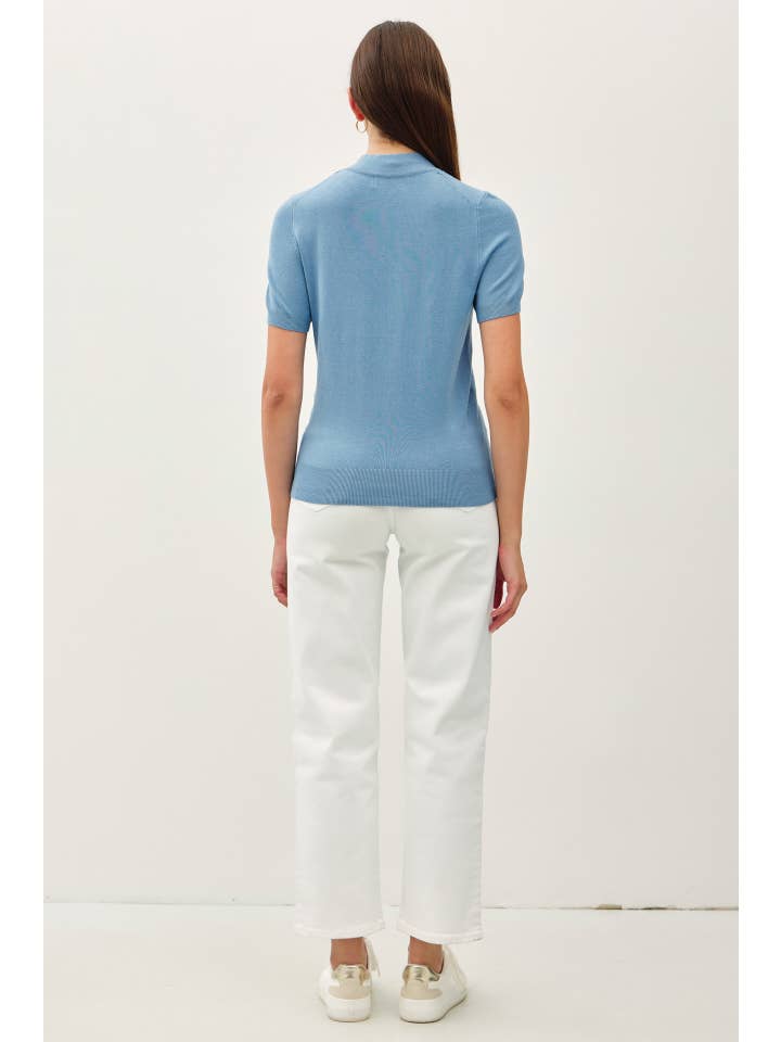 Be Cool - Wholesale Knit Sweater - Women's - SHORT SLEEVE MOCK NECK SWEATER