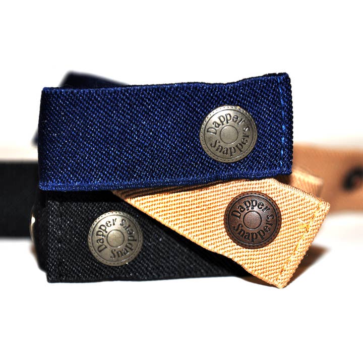 Dapper Snapper Baby & Toddler Adjustable Belt- Boy's 3 Pack: Navy, Beige and Black for wholesale by Dapper Snappers
