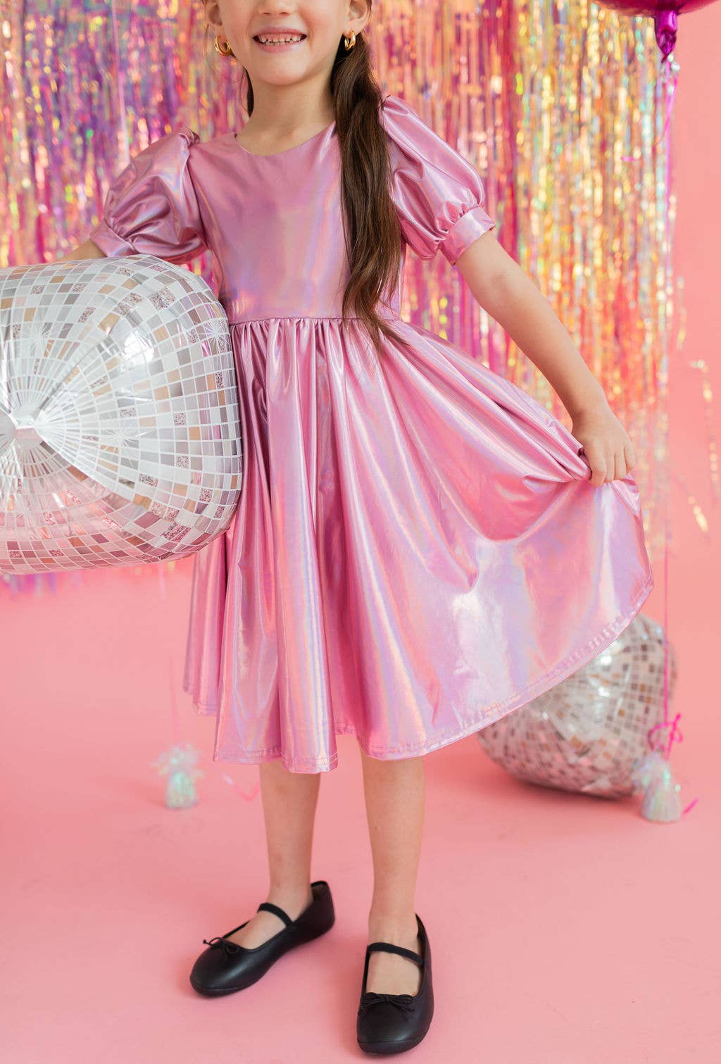 Ollie Jay – wholesale Klänning – Barn – Puffklänning i rosa lamé12