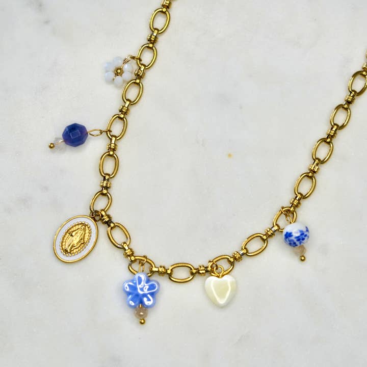 Collier Charms Blue Garden pour la vente par Horizonandjoyas