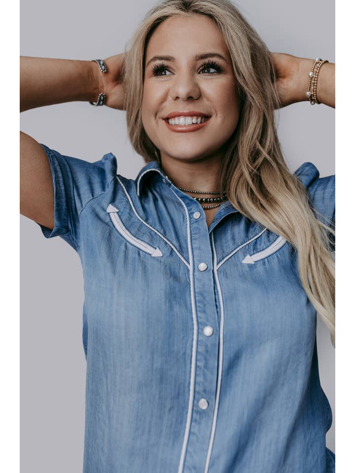 Denim MK731 Western Tencel Button Down Shirt for wholesale on Faire