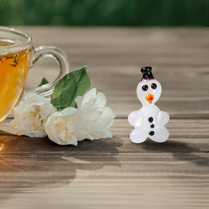 Glass by Iness - Wholesale Decorative Figurine - Snowman Figurine, Mini Glass Collectible, Handmade In Ukraine
1