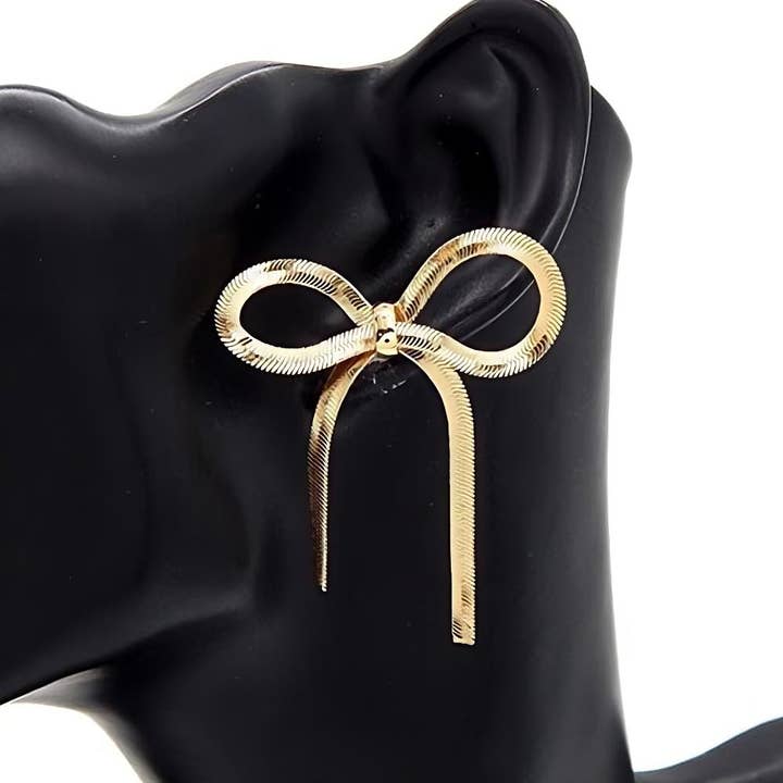 Diacly - Wholesale Dangle Earrings - Metal Bow Ribbon Snake Chain Earrings