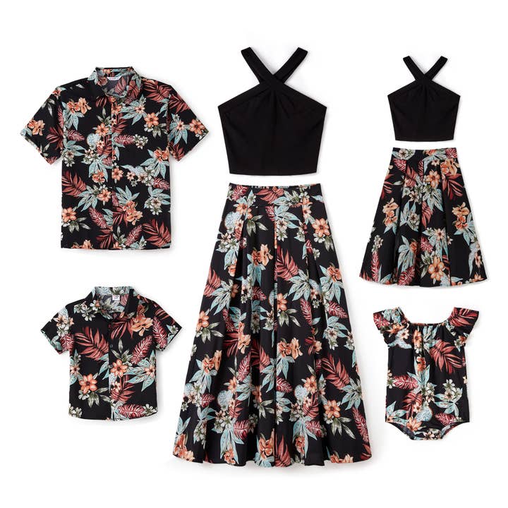 Family Matching Floral Beach Shirt or A-line Skirt Set for wholesale by PatPat