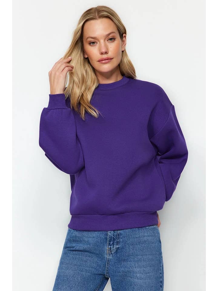 Hoxton Gal – wholesale Sweatshirt – Women's – Thick Fleece-Lined Regular Fit Crew Neck Basic Knit Sweatshirt42