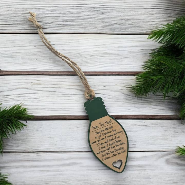 The Delightful Dabbler LLC - Wholesale Ornament - Hand Painted Wood Lightbulb Friendship Christmas Ornament5