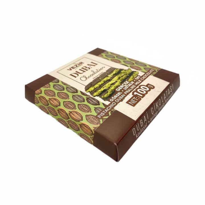 Aladdin - Wholesale Chocolate Bar - Dubai Chocolate Bar 100g Vezir Pistachio Praline Halal1