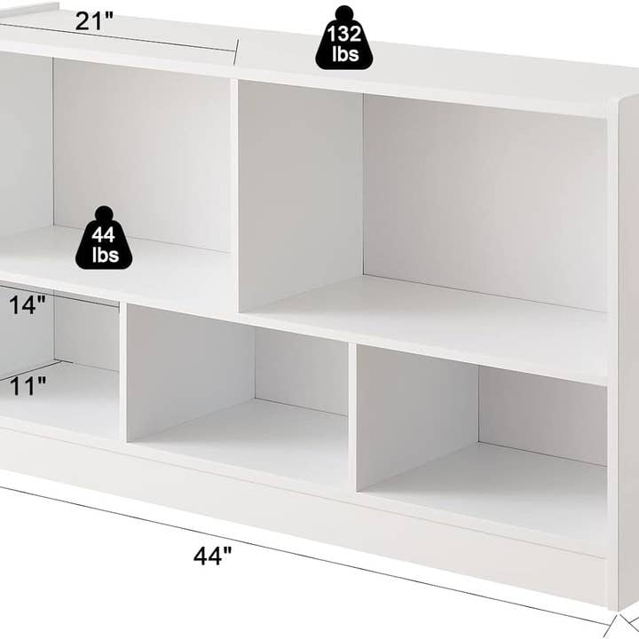 White Wooden Toy Organizer and Bookshelf 5 Section Kid Storage for wholesale on Faire4