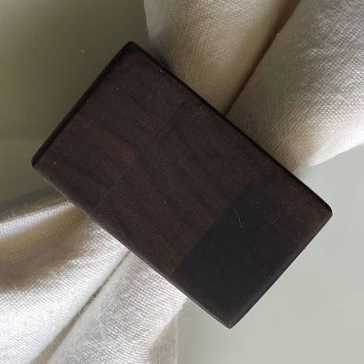 Square Hardwood Napkin Rings for wholesale by Penguin Plank