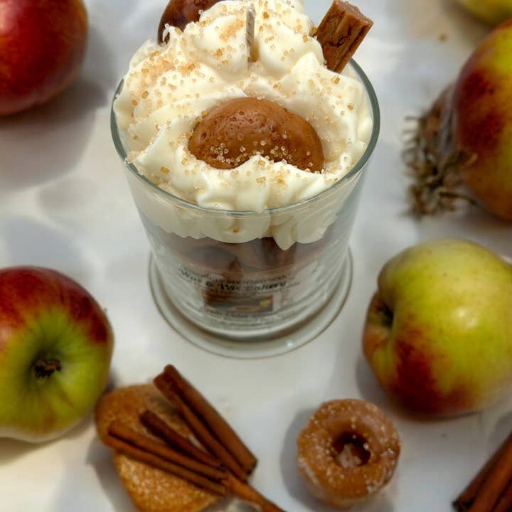 Wax and Wix BakeryÂŽ - Wholesale Jar/Filled Candle - Apple Cider Donut Candle. 13 oz. Large Soy Dessert Candle1