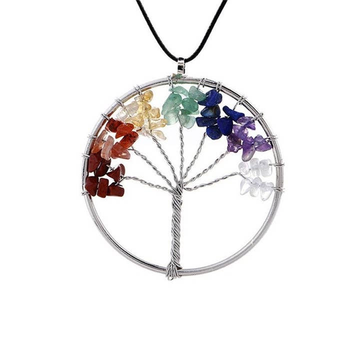 Plush Looks - Wholesale Pendant/charm necklace - Leather Cord Irregular Tree Of Life Pendant Necklace6