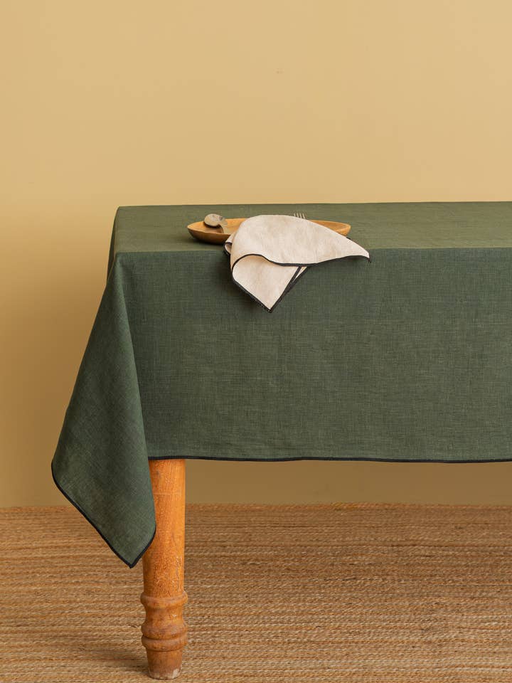 Black Needled Linen Tablecloth – Festive Gatherings for wholesale by Live Linen