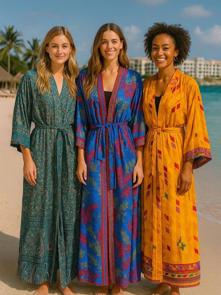 Meghcraft – wholesale Kimono – Women's – Recycled Silk kimonos for women - Body coverup2