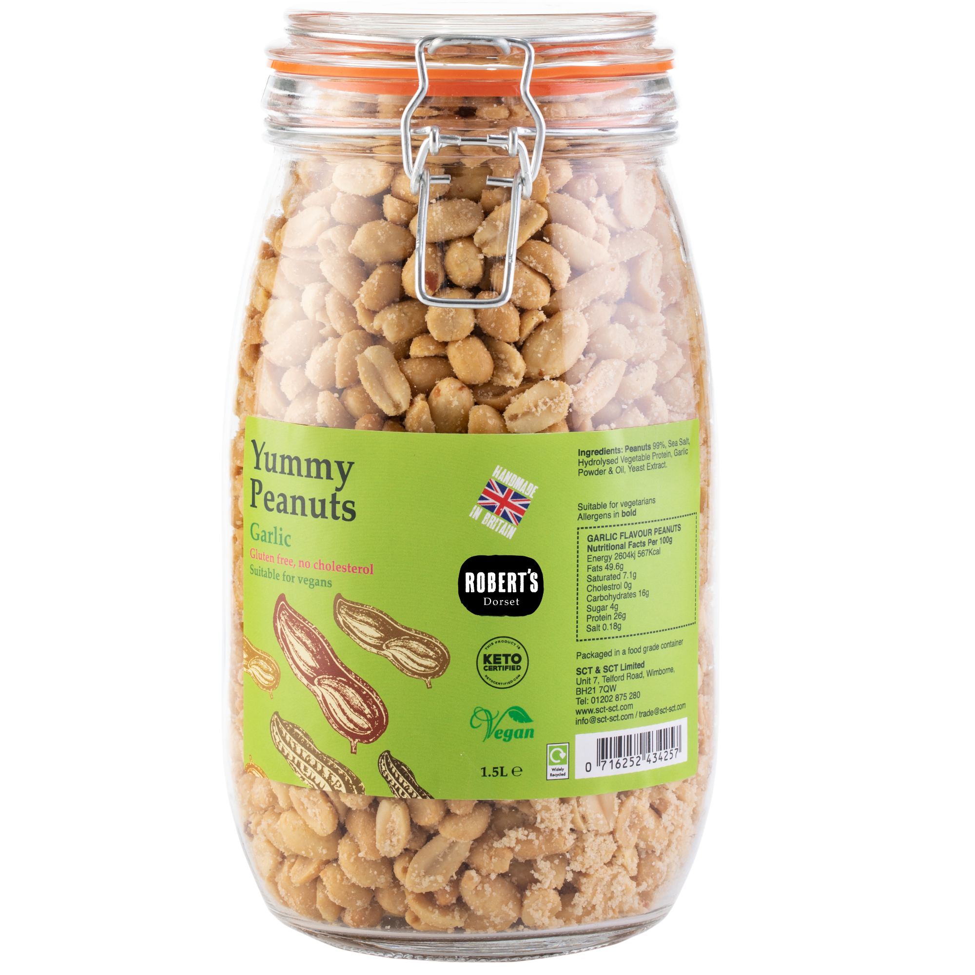 Robert’s Dorset – wholesale Nuts – Yummy Peanuts 1.5L / 1Kg Glass Jar 4