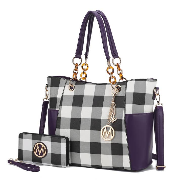 MKF Collection - Wholesale Tote Bag - Women's - MKF Mariely Checker Tote Bag & Wallet Set Women Handbag11