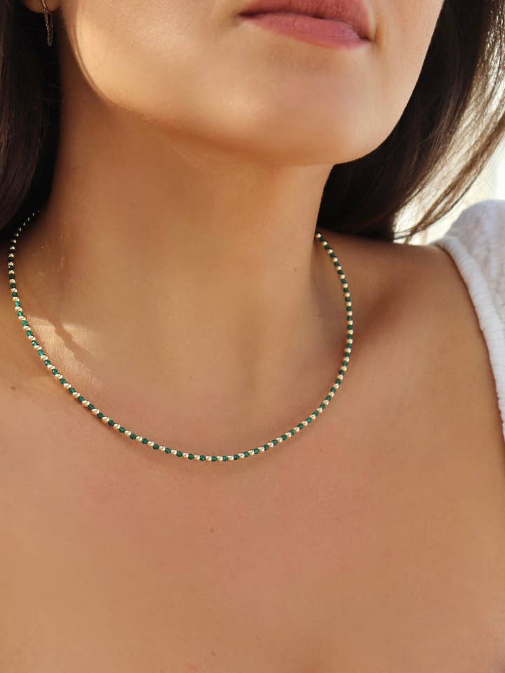 Claire Handmade Beaded Adjustable Gemstone Choker Necklace for wholesale by Kaylie Dawn Jewelry