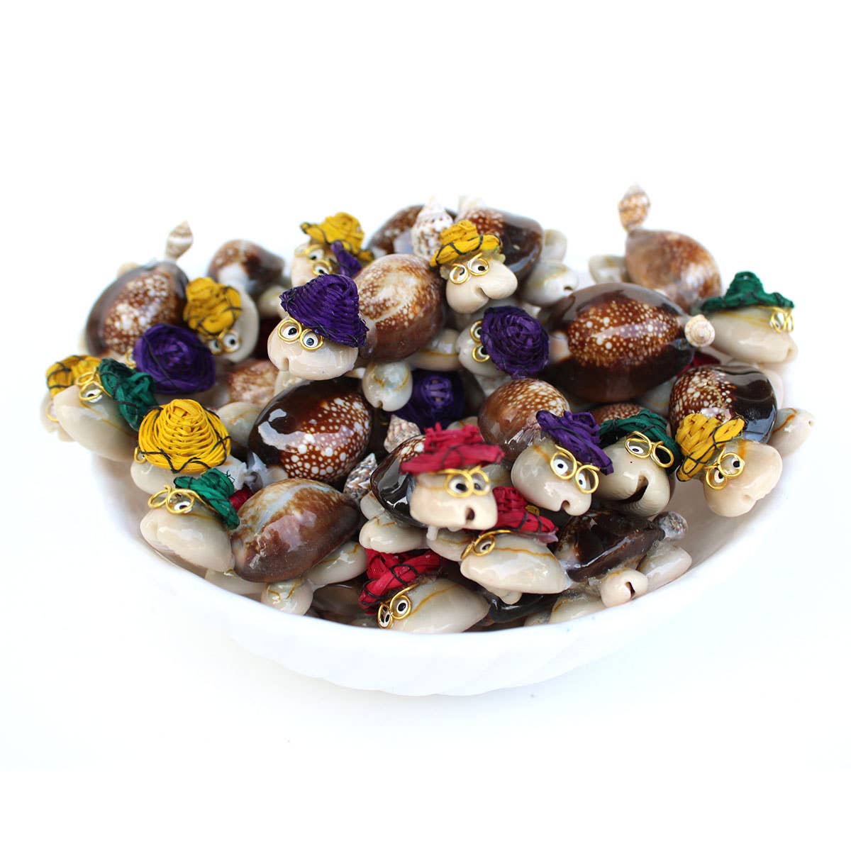 California Seashell Company - Wholesale Decorative Tabletop Object - Souvenir Shell Turtles - 4 Assorted Color Hats2