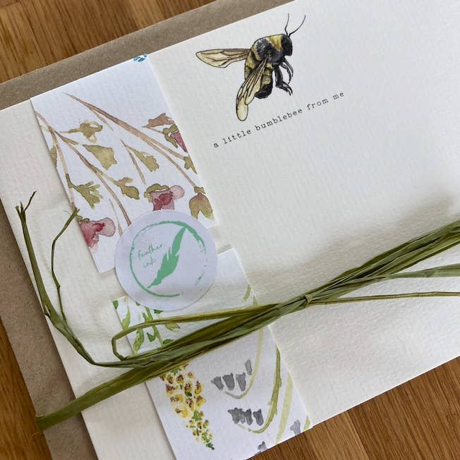 Bumble Bee notelets (Pack of 10) for wholesale by feather.ink