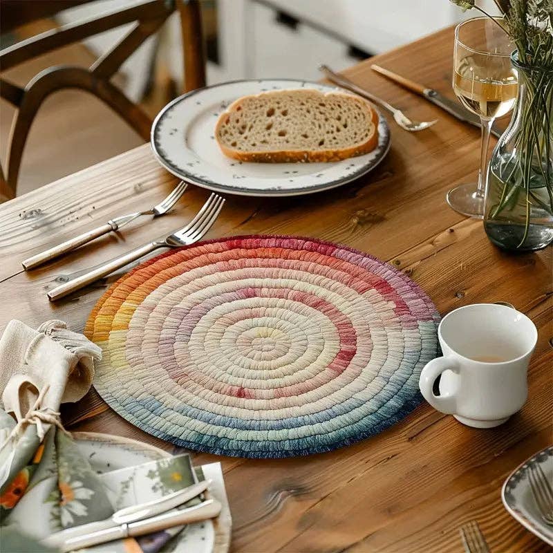 Huis Van Merken - Venta al por mayor Manteles individuales - Juego de Manteles Bohemios Ombre - Redondos, Antideslizantes, Limpiables2