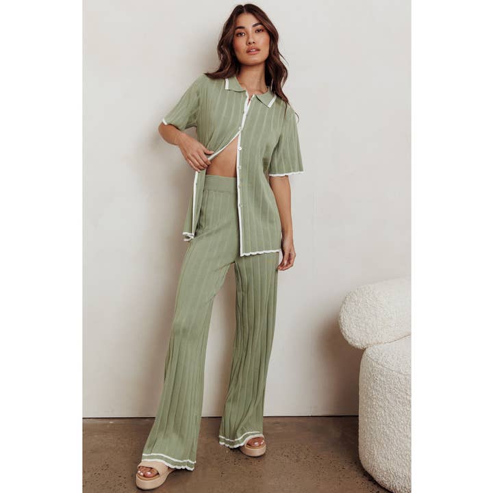 One and Only Collective - Venta al por mayor Conjuntos de top y pantalón (NO para estar en casa) - Mujer - CONJUNTO DE CAMISA Y PANTALONES DE PUNTO DE DOS PIEZAS