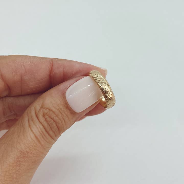 AVA Handmade Jewelry - Wholesale Band/Stacked Ring - Vintage floral thick band; floral thick band, floral band1