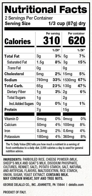 Delallo - Wholesale Risotto - Cheese Risotto (Quick Cook)2