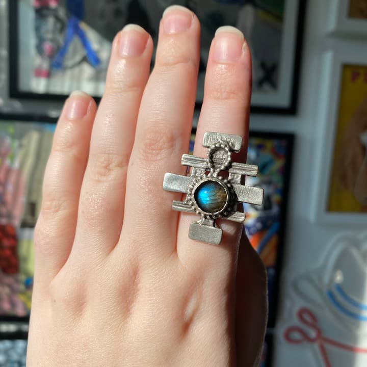Labradorite statement ring- as see on Lainey Wilson for wholesale by Modern Myth Jewelry