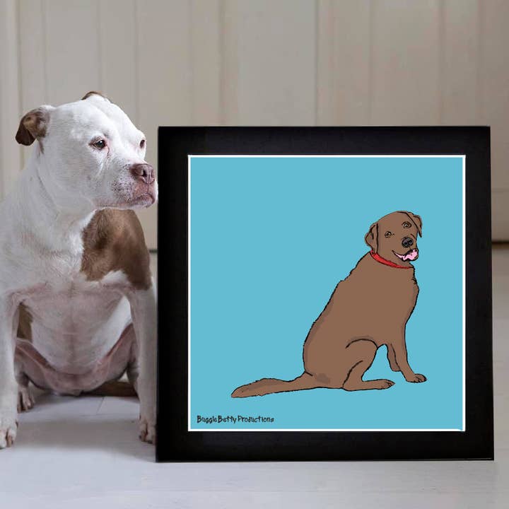 Estampado montado Labrador Turquesa para venta al por mayor de Buggle Betty Productions