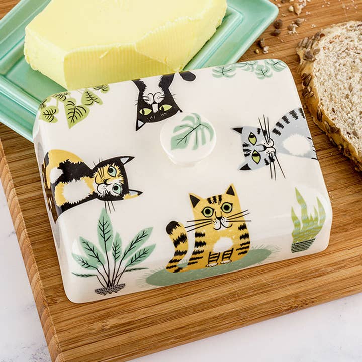 Handmade Ceramic Cat Butter Dish for wholesale by Hannah Turner Ltd