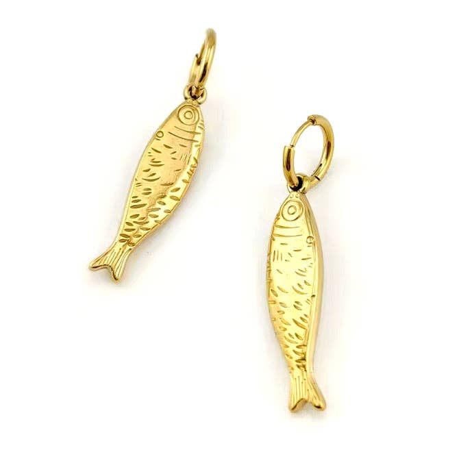 Simple Gold Fish Mini Hoop Earrings - E4-296 for wholesale by LIZOU